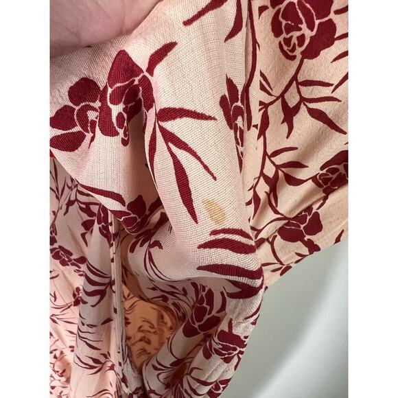 Faithful The Brand x Anthropologie Rivera Pink Floral Midi Wrap Dress Women's 2 - Picture 8 of 13